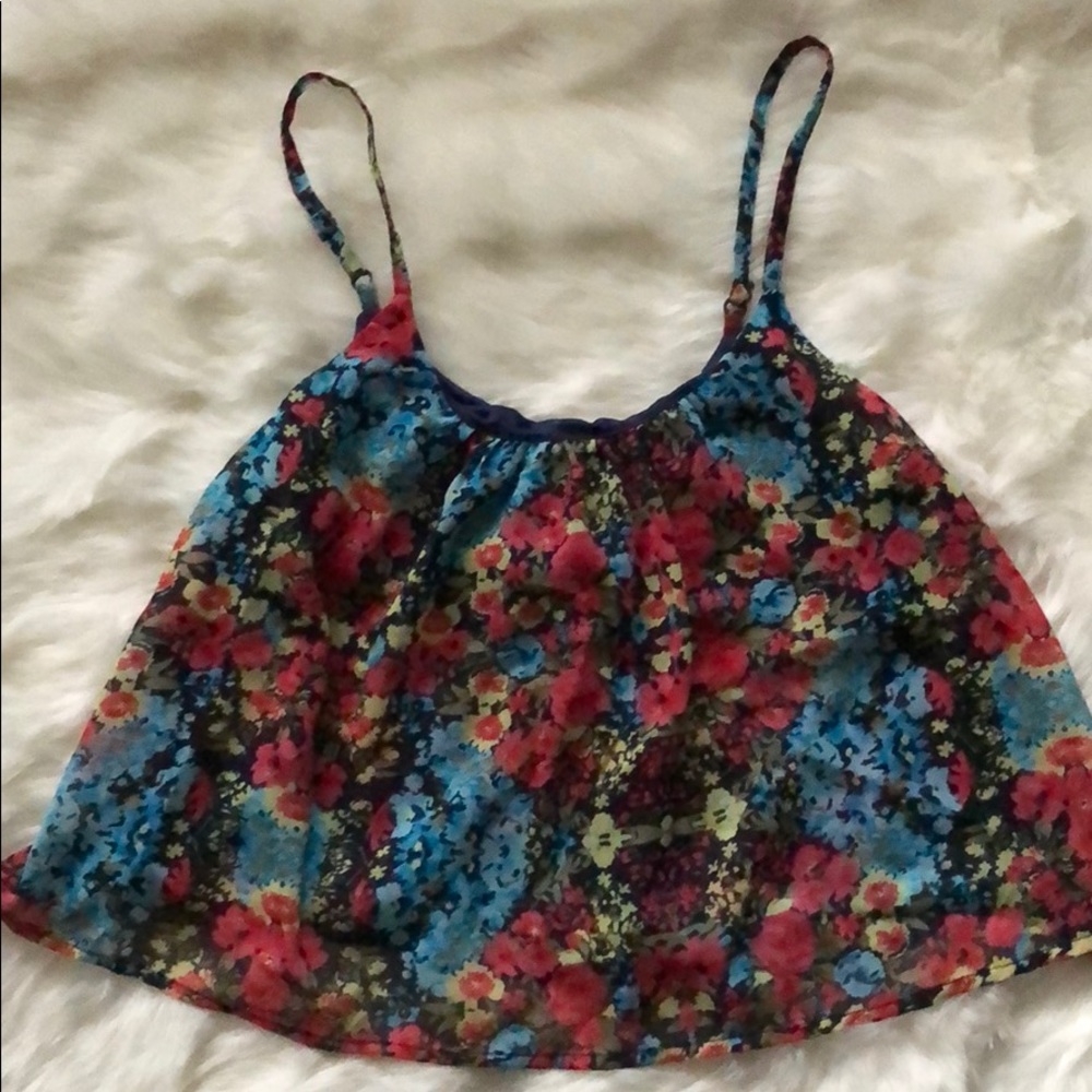 LA Hearts flowy floral crop top